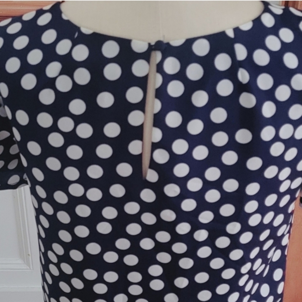 J. CREW Factory Polka Dot Blue Dress Size 0 - Picture 4 of 6